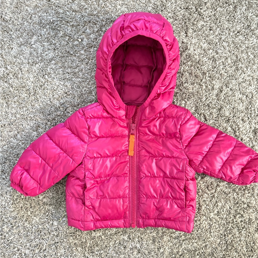PRIMARY Baby Lightweight Puffer Fuchsia Jacket 0-6 Months
